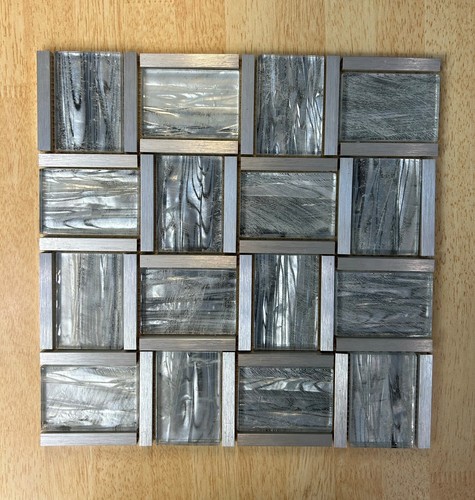 Silver grey metal glass mosaic - silver,
