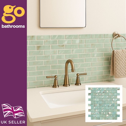 Green brick effect mosaic - mosaic, wall