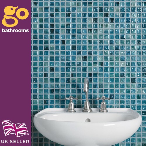 Aqua lagoon gloss glass mosaic - aqua,