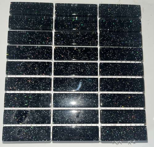 Black glitter glass mosaic - glitter,