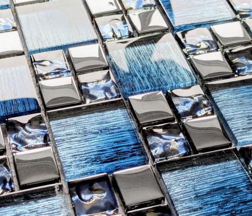 Blue iridescent glass foil - foil, &