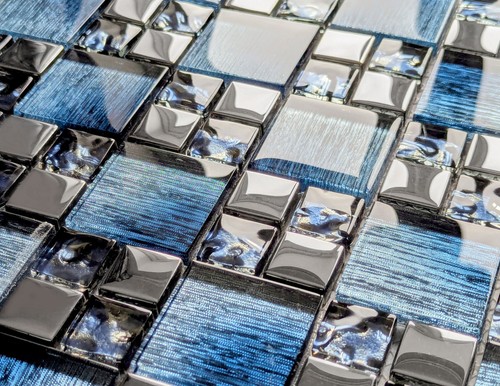 Blue iridescent glass foil - glass, &